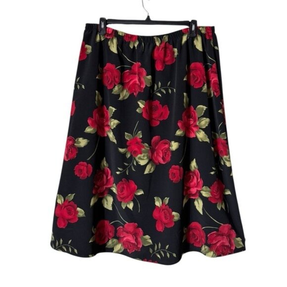 Vintage Midi Skirt Size 28W Dark Floral Fairy Grunge Goth Romantic Whimsigoth - Picture 1 of 7